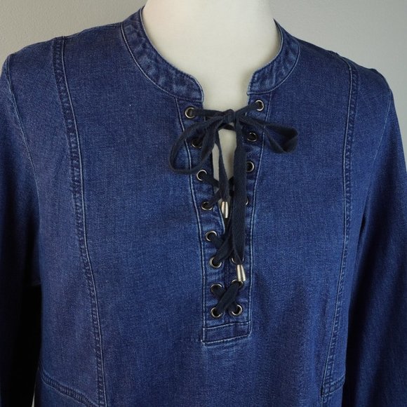 J Jill Denim Midi Shift Dress Size Medium - Picture 3 of 8